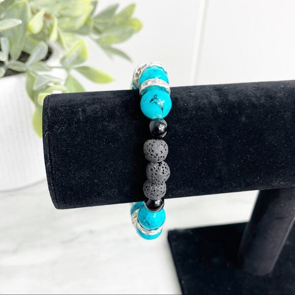 Aromatherapy Lava Stone Handmade Beaded Bracelet - Picture 2 of 7